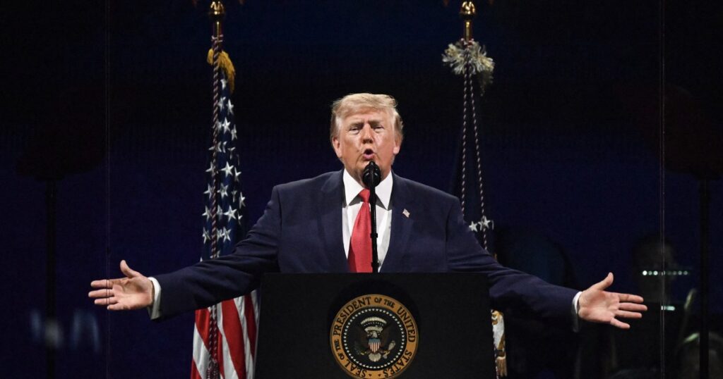 Trump touts America’s ‘golden age’ and his political agenda in a July Fourth speech roiled by severe weather