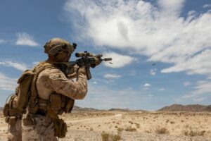 Marines train to shoot down combat drones with standard weapons