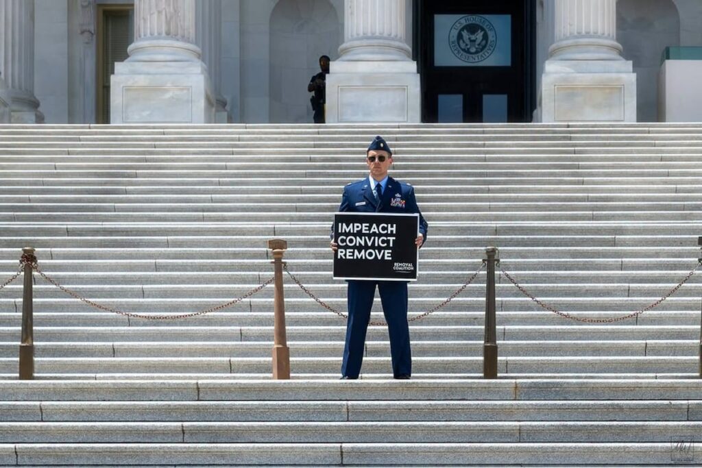 Active-duty Air Force officer who called for Trump impeachment faces three charges Active-duty Air Force officer who called for Trump impeachment faces three charges