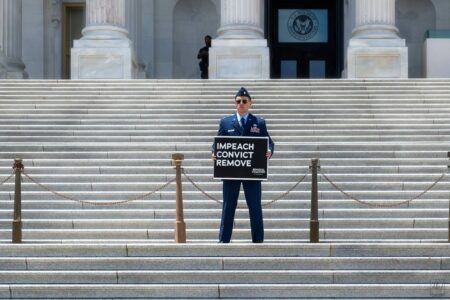 Active-duty Air Force officer who called for Trump impeachment faces three charges Active-duty Air Force officer who called for Trump impeachment faces three charges