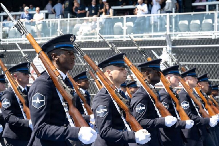 Space Force Honor Guard showcases new ceremonial uniform in DC Grand Prix